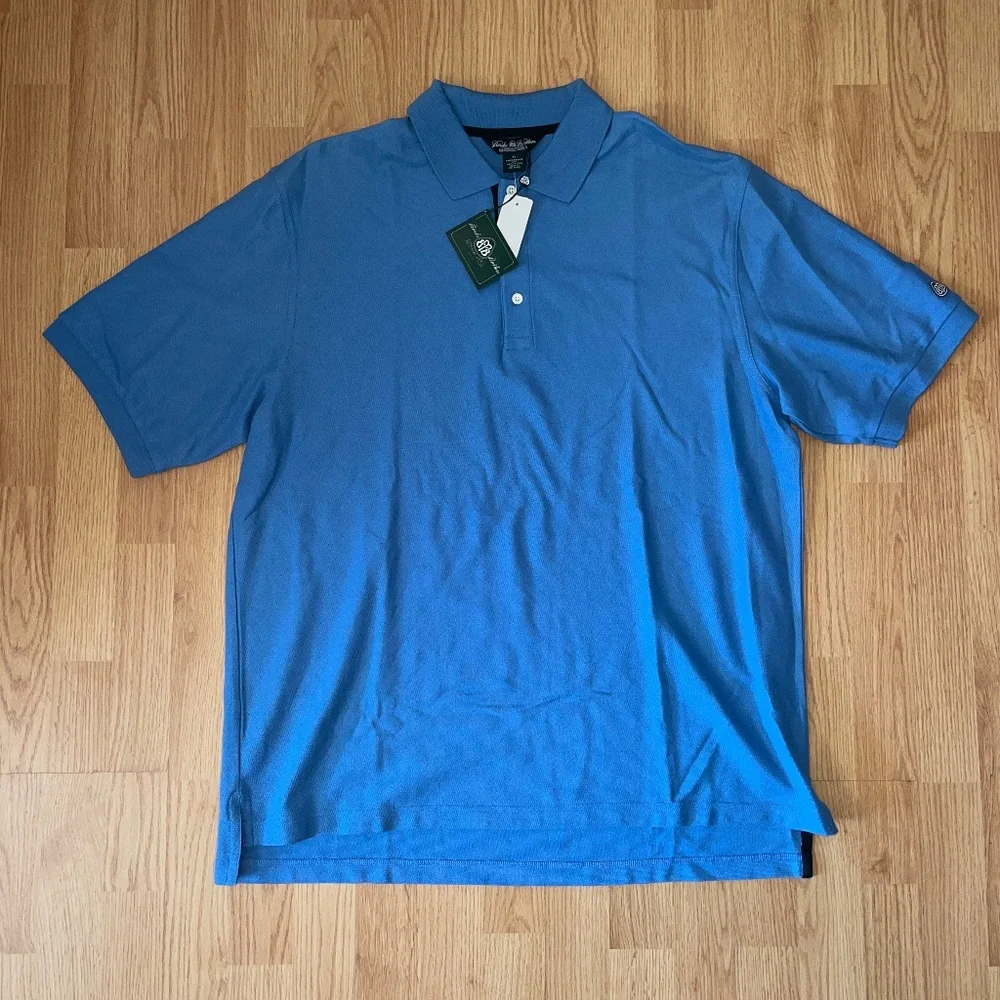 NWT Brooks Brothers Blue Short Sleeve Country Club Polo Collar Shirt Size XL - Picture 2 of 8